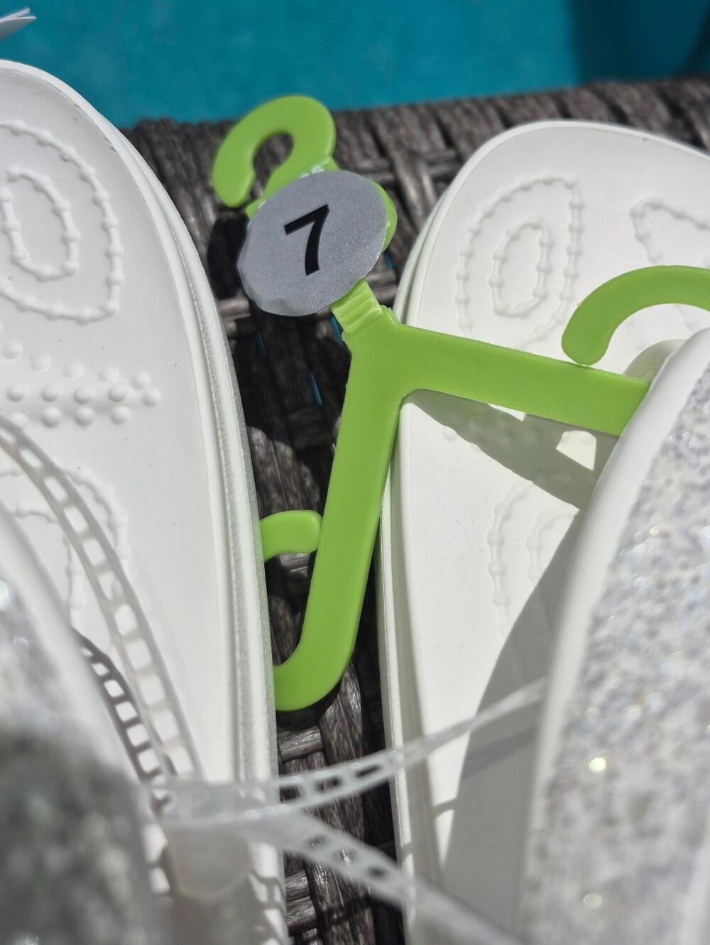 NWT's Crocs Women's Sloane Glitter Flip Flops in white, Women's Size 7 - Picture 4 of 6